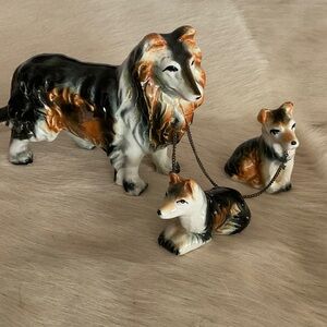 Ceramic Collie Dog Figurine Set